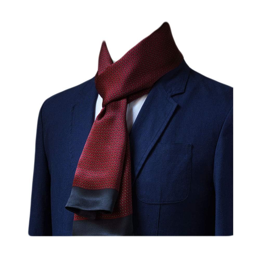 Foulard Vintage en Soie pour Homme 100% Pur Motif Cachemire Pied-de-Poule à Carreaux Double épaisseur Gentleman