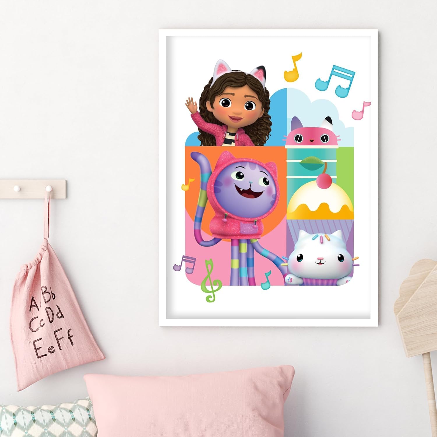 Themed Pink Gabby's Dollhouse Print - Music Colour Blocks Poster Kids Wall Art (29.7Cm X 42Cm - A3)