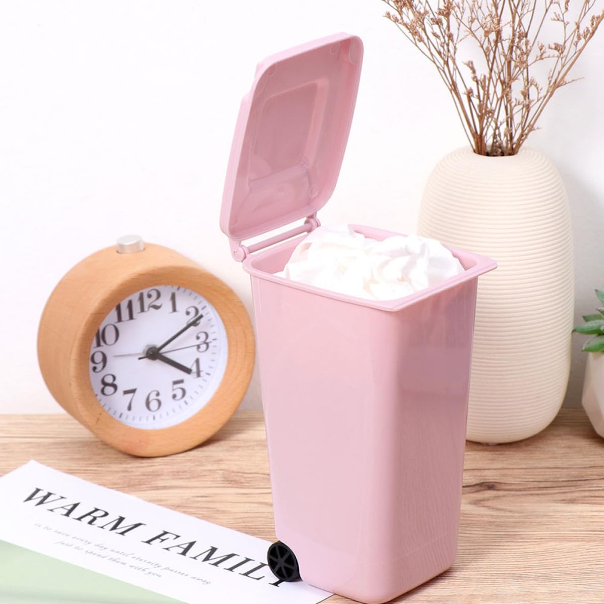 Contenitori per Rifiuti da Scrivania in Plastica Set 4 Pezzi Design a Conchiglia, Mini Secchi per Spazzatura Colore Casuale per Camere e Ambienti Interni
