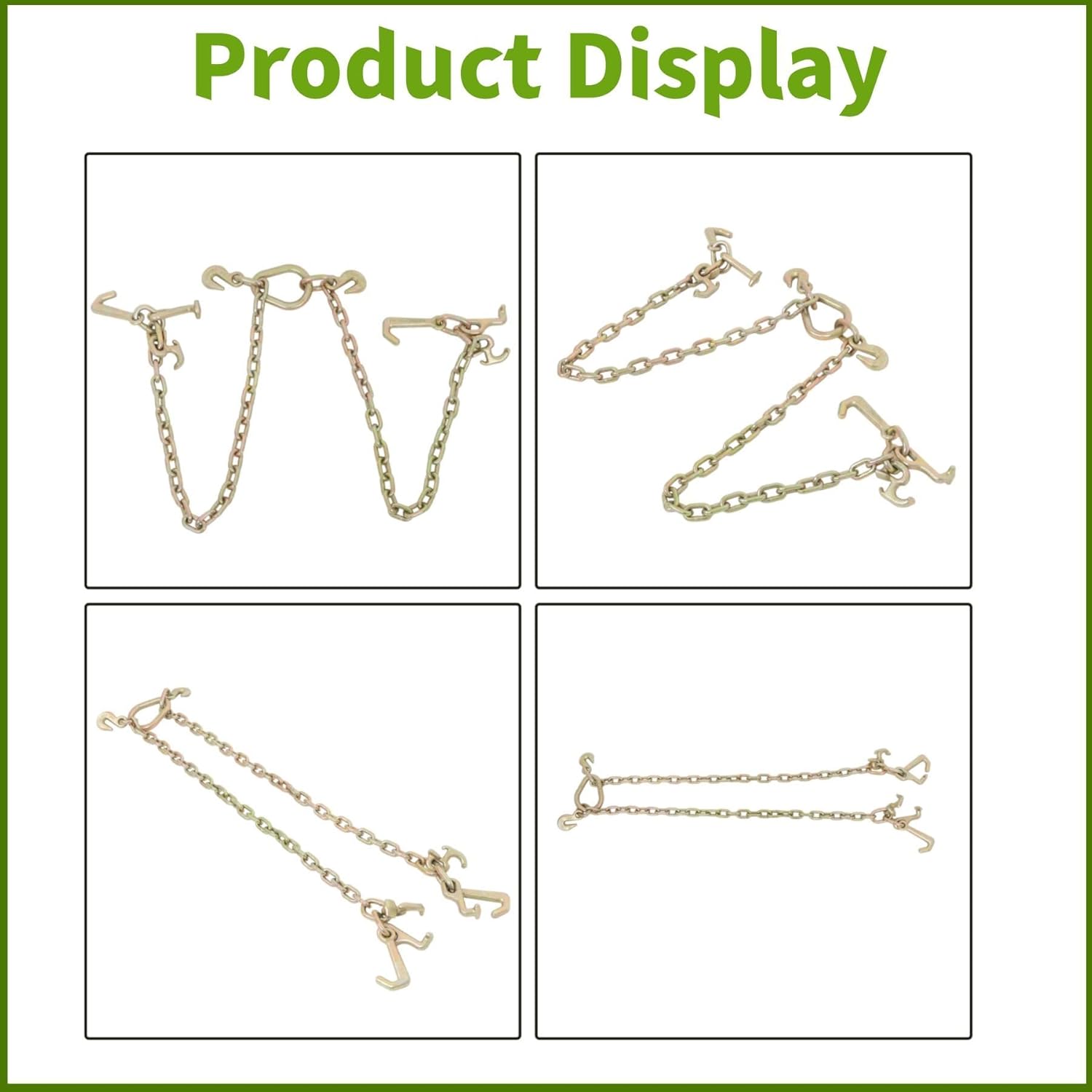 marddpair G70 V-Chain Bridle with RTJ Cluster Hooks Grab Hooks, 36 Tow Chain 5400LBS Working Load