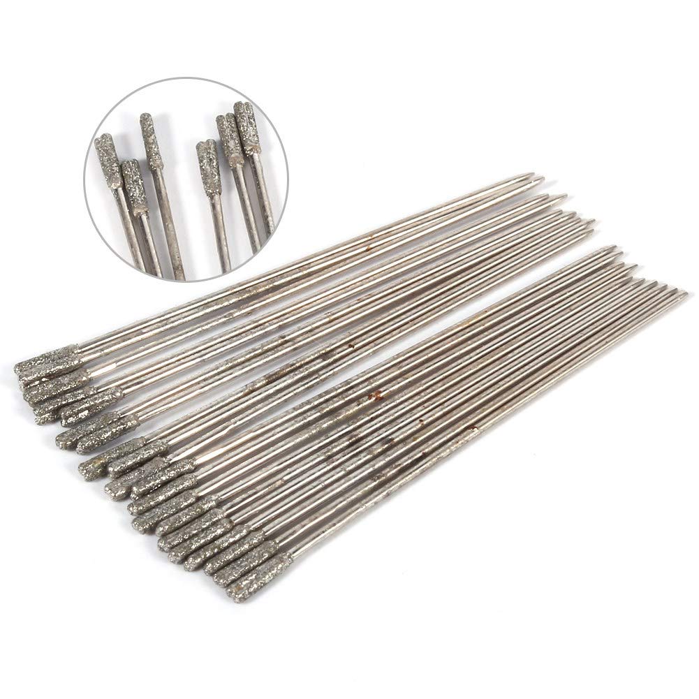 Drill Bits-20PCS 1mm Diamond Coated Lapidary Drill Bits Solid Bits Needle for Jewelry Agate