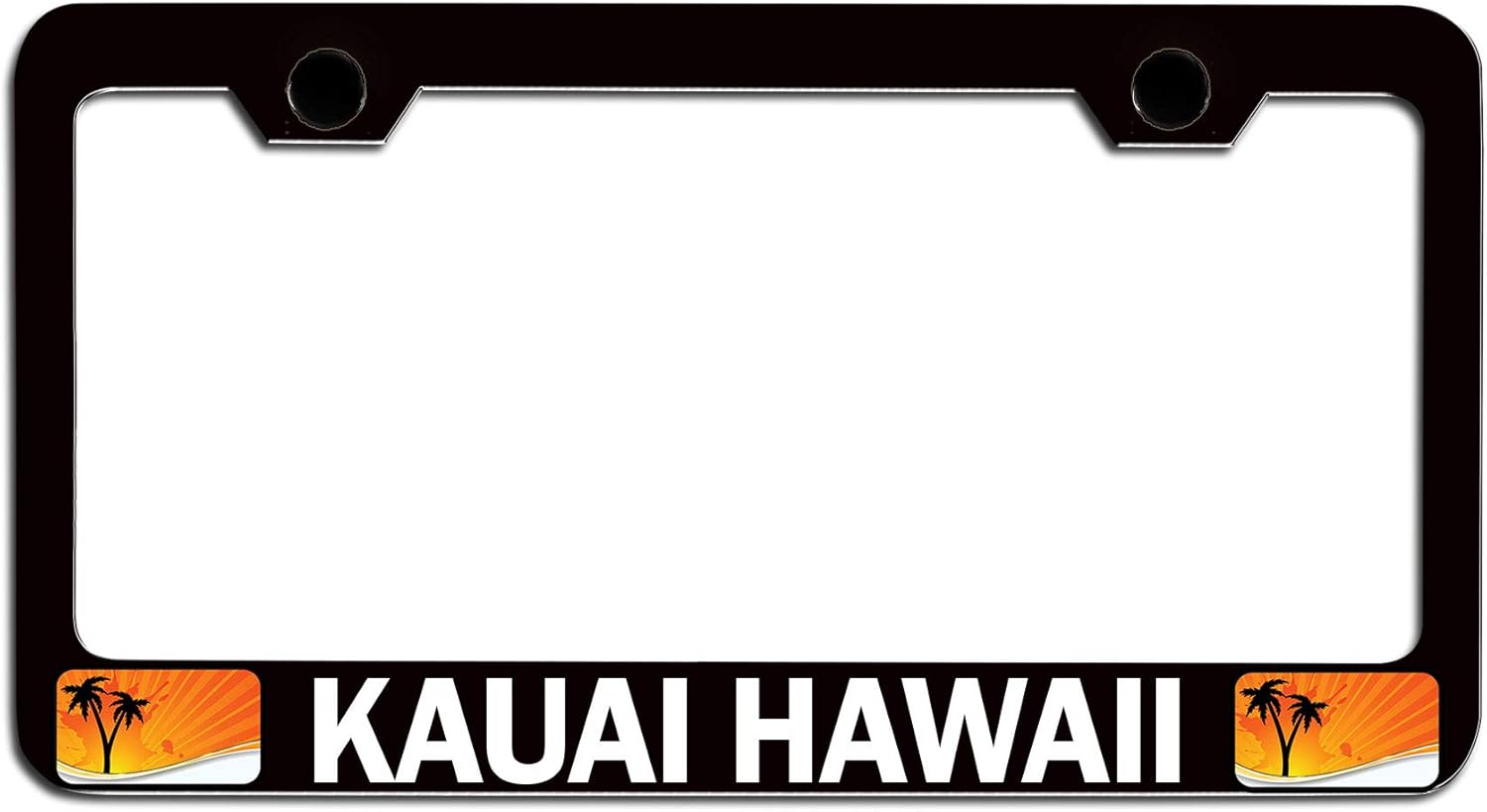 Kauai Hawaii Beach Summer Surf Surfing Black Steel Auto SUV License Plate Frame License Tag Holder, X11
