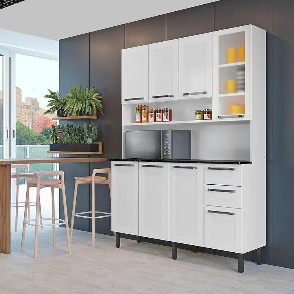 Armário de Cozinha Compacta Itatiaia 8 Portas 2 Gavetas Branco