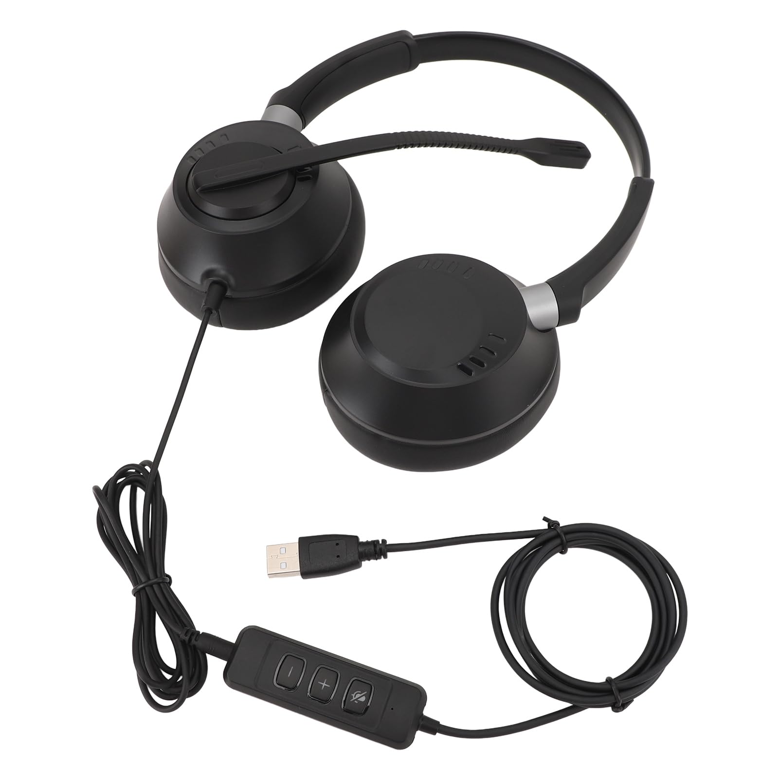 Schimer Auriculares de Teléfono con Micrófono con Cancelación de Ruido de Doble Oído para Centro de Llamadas, Oficina, PC y Portátil, Color Negro