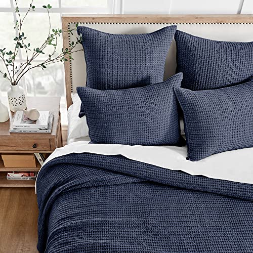 Levtex Home Mills Waffle King/Cal King Quilt Set (106x92in) with 2 Pillow Shams (36x20in) - Navy - 100% Cotton King Size Quilt Bedding Set - Lightweight, Soft, Pre-Washed - Thumbnail 2