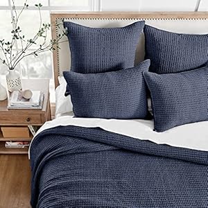 Levtex Home - Mills Waffle - Full/Queen Quilt Set - Navy Cotton Waffle - Quilt Size (88 x 92in.), Sham Size (26 x 20in.) Levtex Home Mills Waffle FullQueen Quilt Set Navy Cotton Waffle Quilt Size 88 x 92in Sham Size 26 x 20in