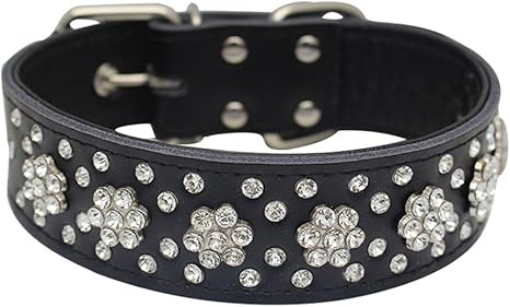 Black dog collar with rhinestones Clearance