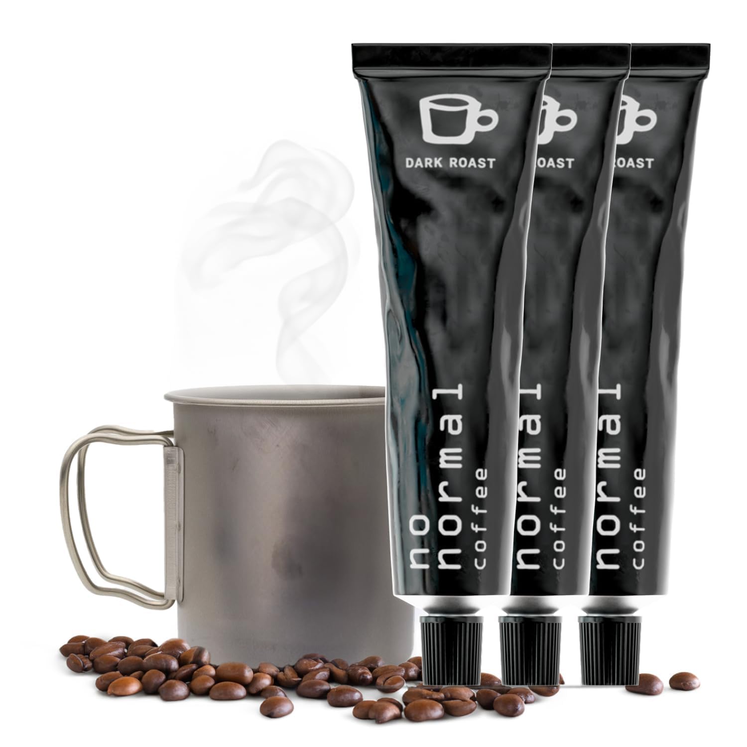 No Normal Dark Roast, Instant Coffee Paste (20 Cups x 3)  The Outdoor Coffee  Swiss-Made, Fairtrade Arabica Beans, Liquid Concentrate Alternative-Slightly Sweetened [3 Pack, 60 Cups Total]
