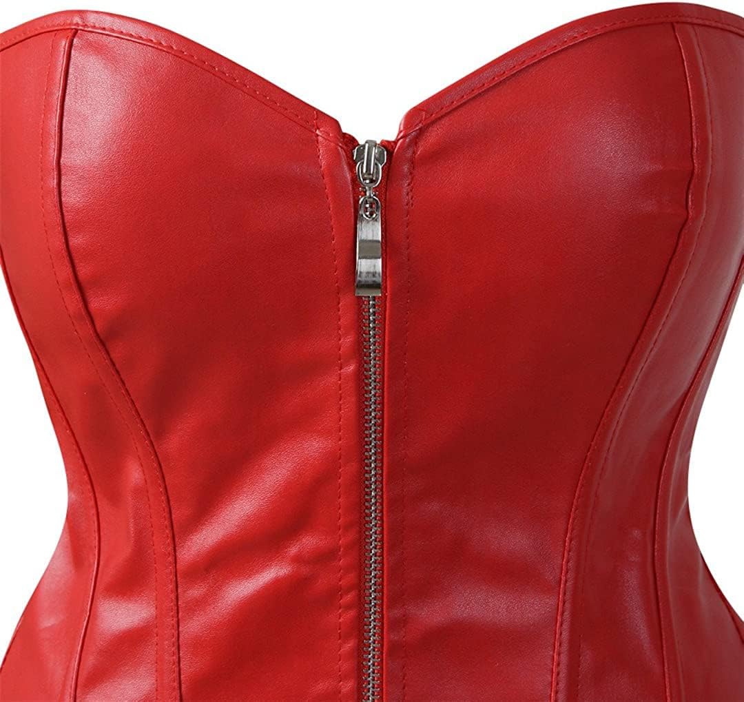 Corsets for Women Faux Leather Corset Top Steampunk Corsets Zipper Bustier Pirate Costume - Image 4