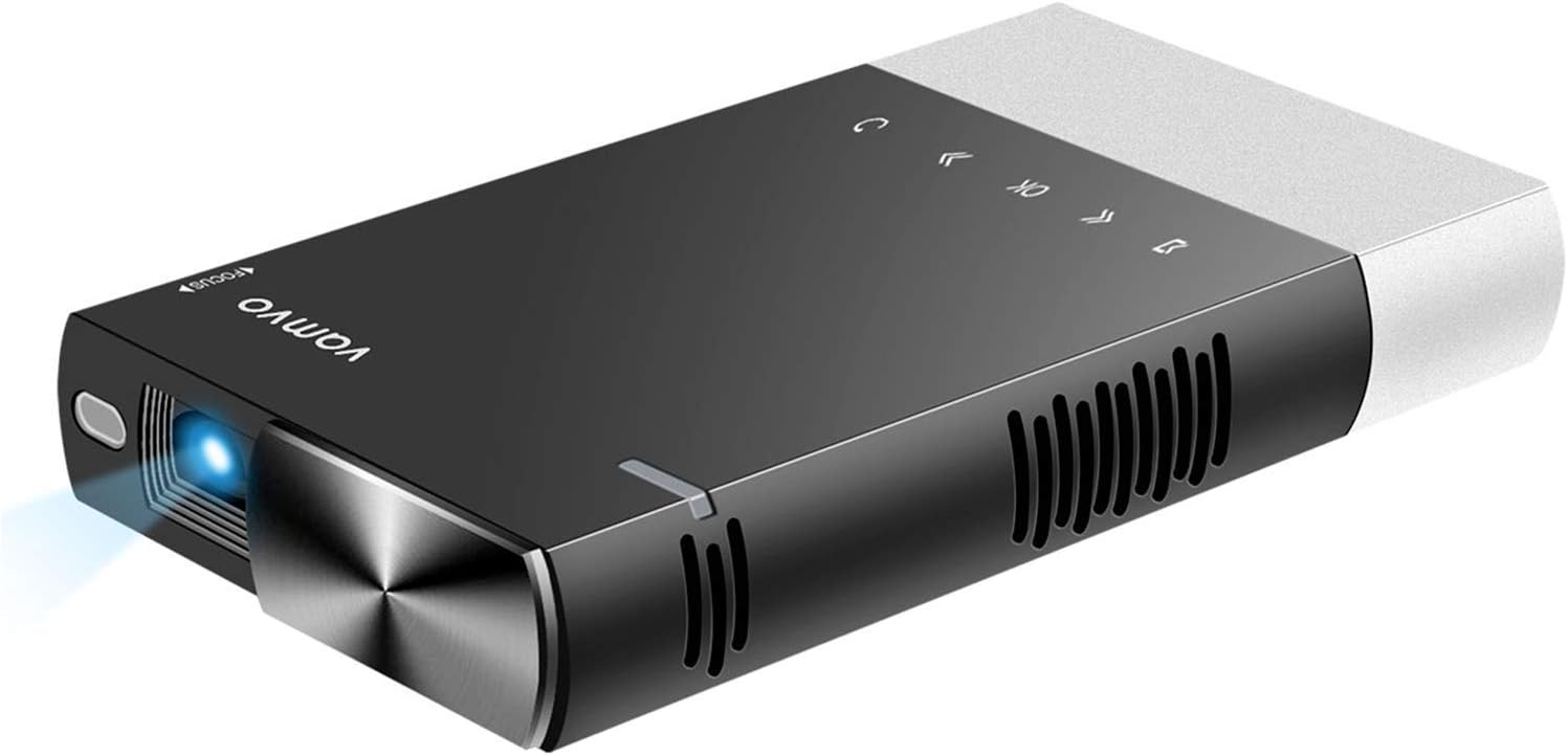 Projector, Vamvo Mini Projector 1080p Supported, HD DLP LED Rechargeable Portable Projector Compatible with TV Stick, PS4, HDMI, USB, TF Supports iPhone, Android, Laptop PC etc.