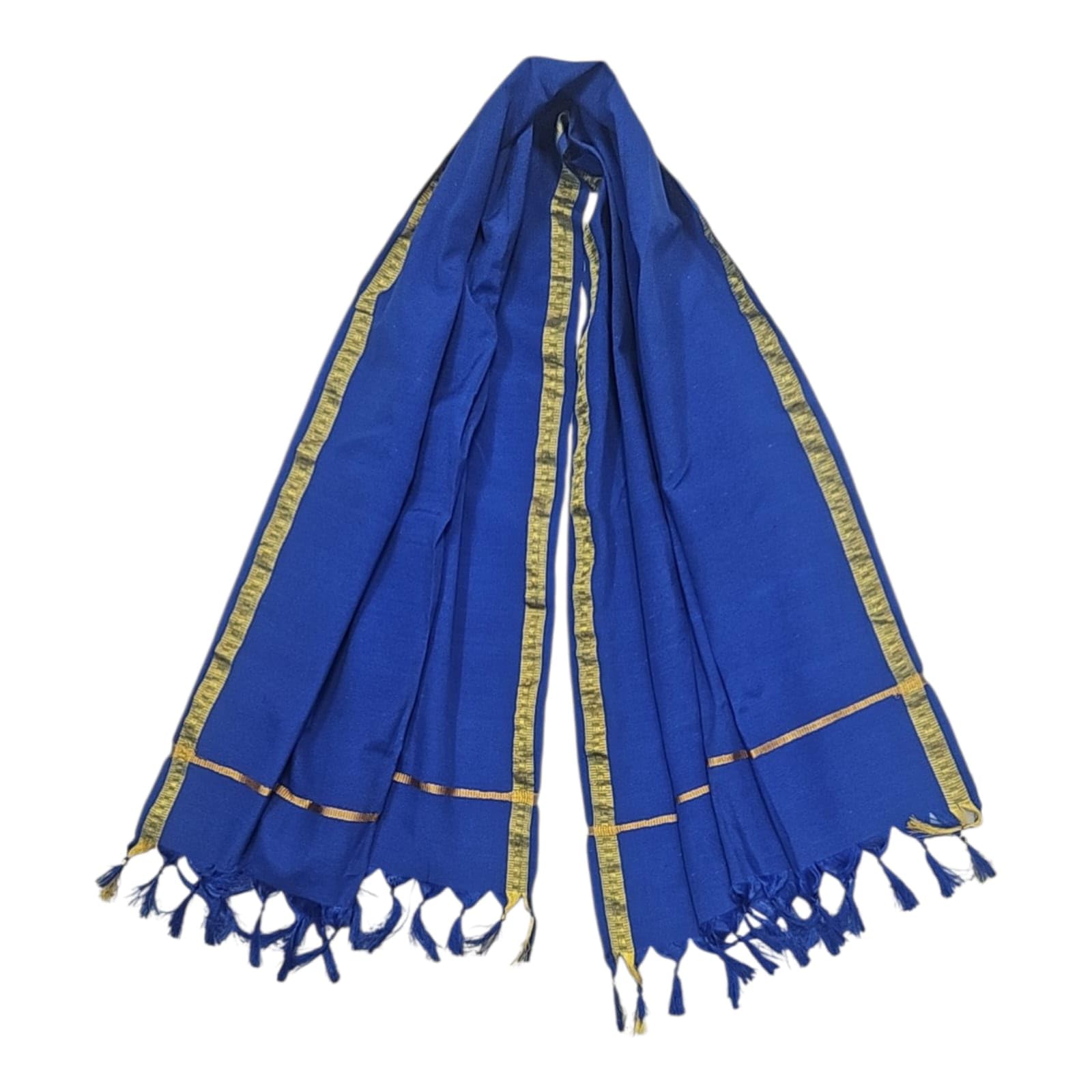 BLUE COTTON STOLE/DUPATTA, FOR MEN & WOMEN, IN BLUE COLOUR WITH GOLDEN BORDER, FOR HONOURING, RAILIES, MEETINGS, MAHASABHA, AMBEDKAR JAYANTI, BUDDH PURNIMA ETC. (PACK OF 1) FROM KIAN UDYAM-image-36