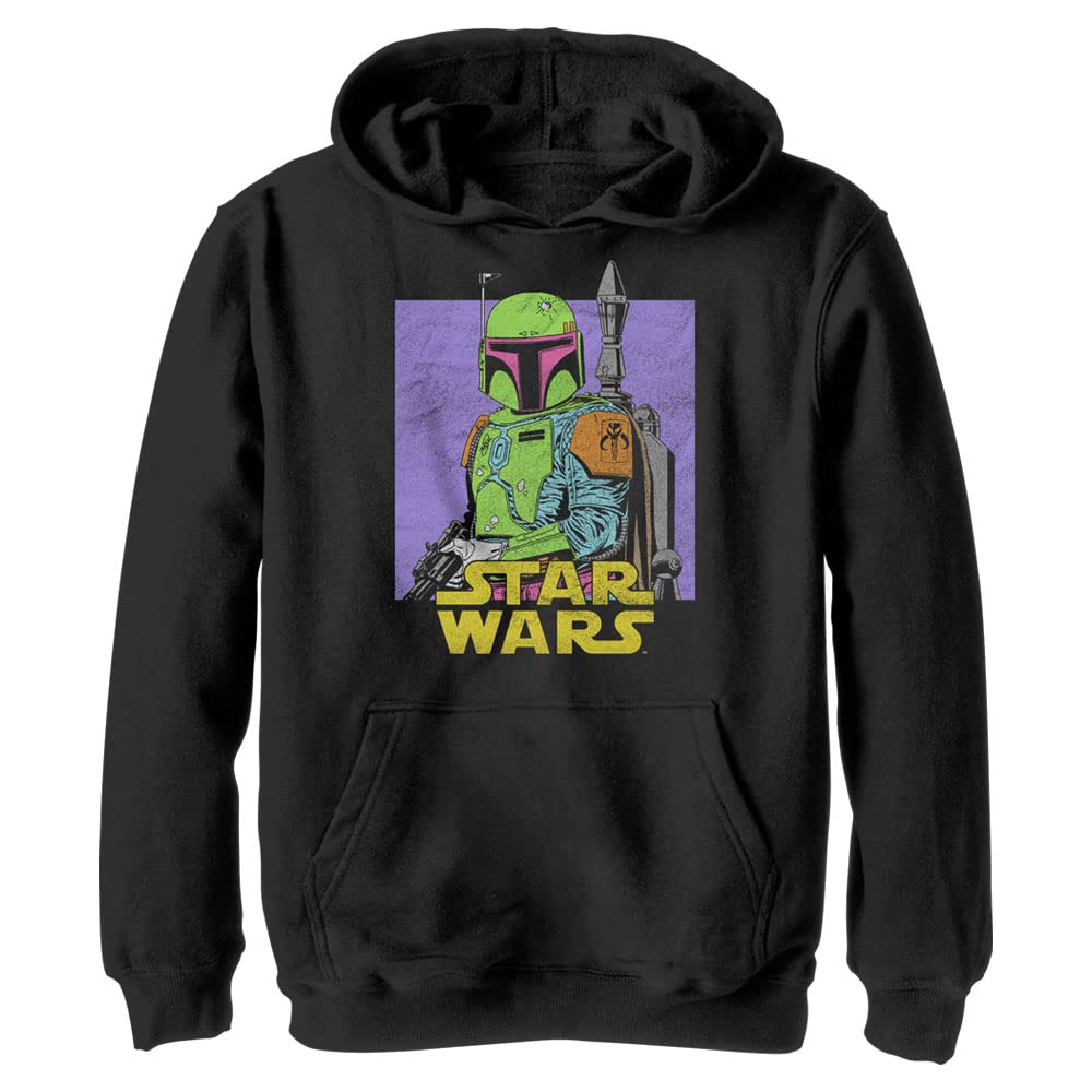 Star Wars Kids' Neon Boba Youth Pullover Hoodie, Black, Small