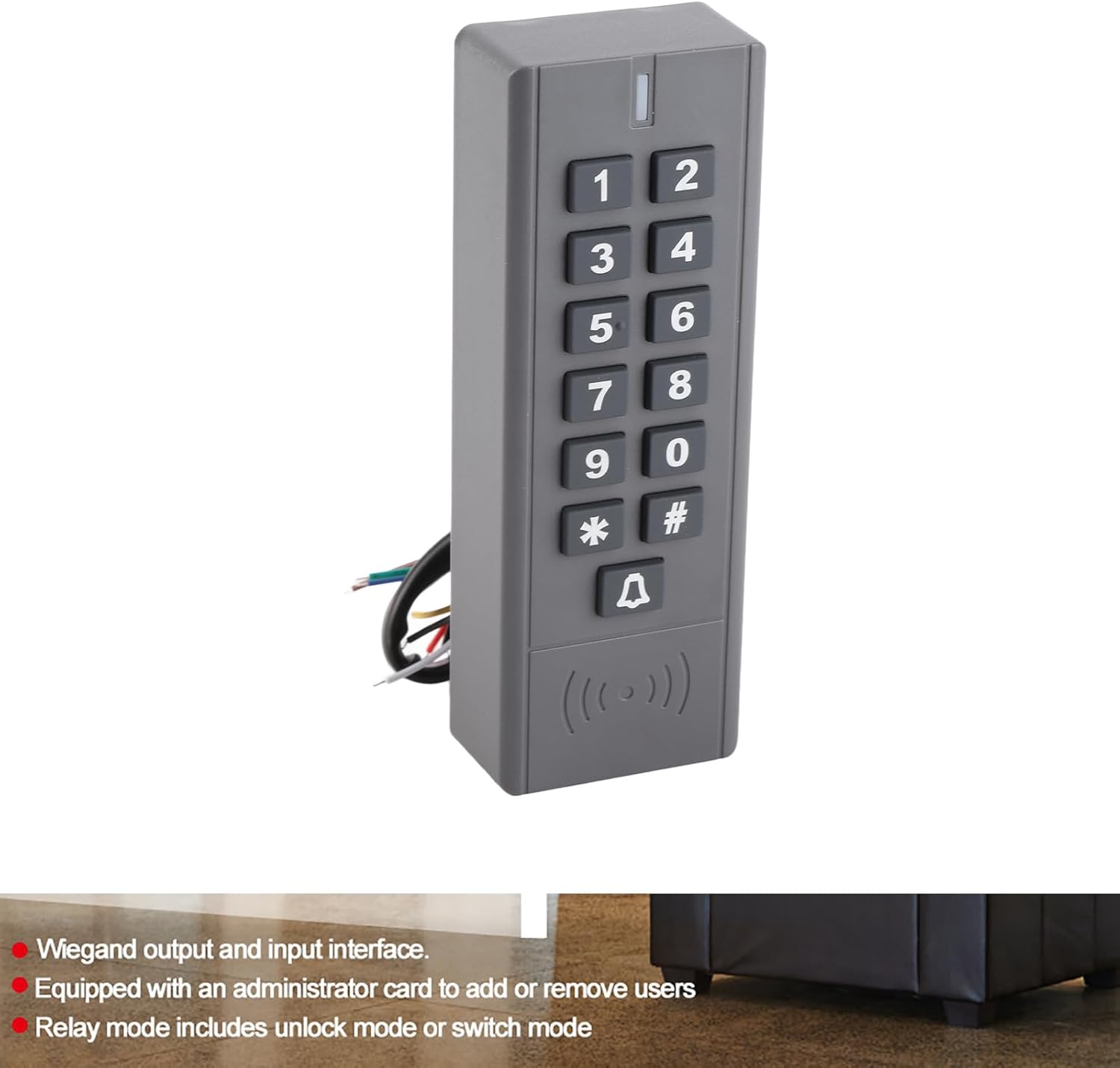 pad Access Control System, Door rity Lock with IP67 0 User Capacity, EM Card Reader for Home Hotel, Black ABS Pla with Exit and