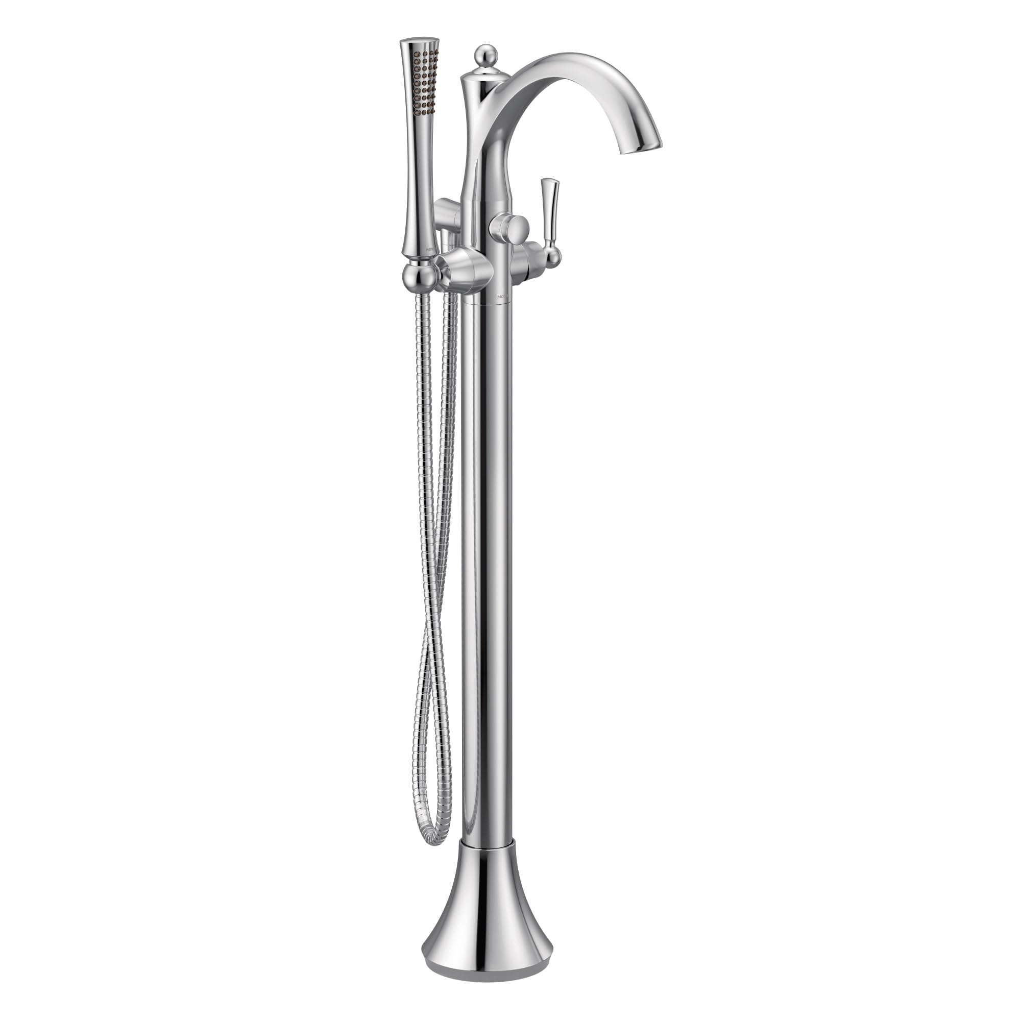 Moen 655 Wynford One-Handle Freestanding Floor Mount Tub Filler with Handshower, Includes Interchangeable Handle, Chrome