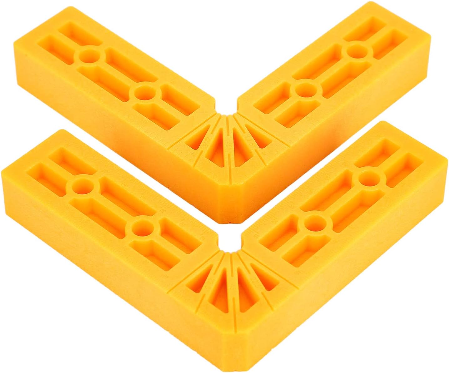2Pcs 90 Degree Positioning Squares, Right Angle Fixing Clamp for Woodworking, ABS Carpenter Tool with Screws and Limit Blocks, 120mm (4-1/2in) for Cabinet Frame (Yellow)