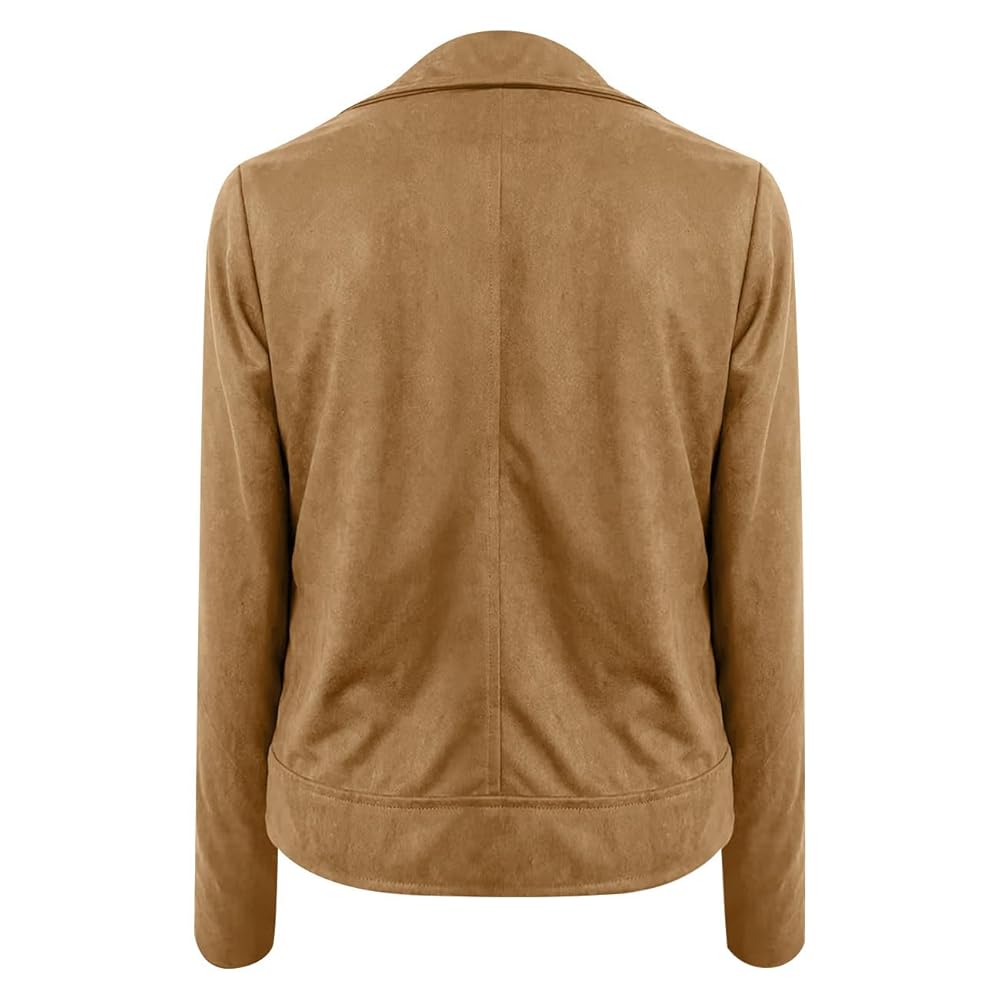 Green Hoodie Women MixMatchy Women's Trendy Faux Suede Short Moto