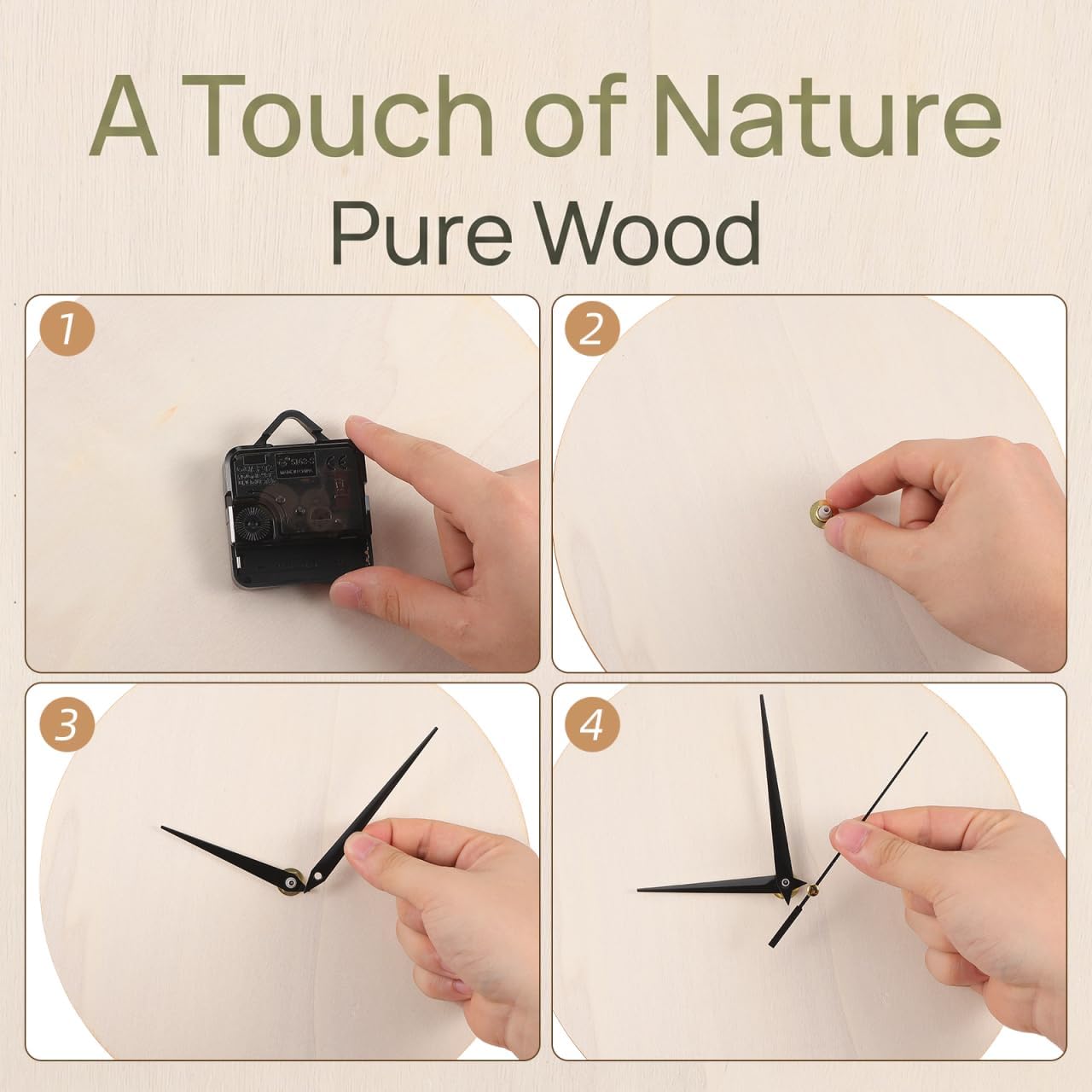STOBAZA Blank Wooden Clock Dial for Crafts: Unfinished Wooden Dial Painting Clock Face with Pointer & Easel for Kids Learning Accessories DIY Replacement Parts Decorative for Kitchen Bathroom