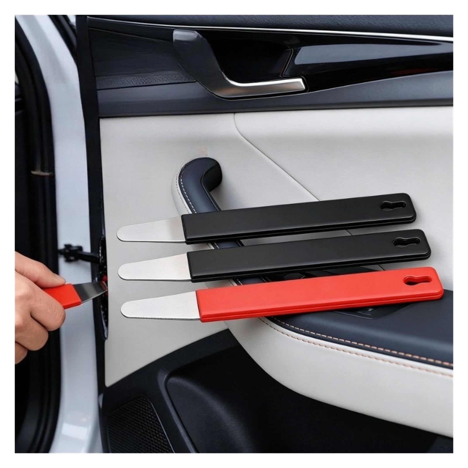 Herramienta de palanca de extracción de acero inoxidable para panel de puerta (rojo-1 unidad)