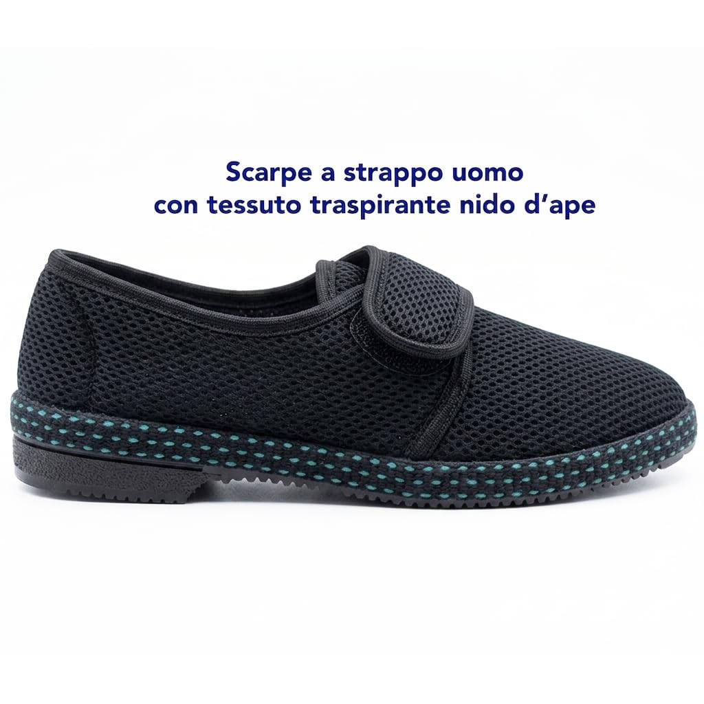 Benessere Pantuflas para hombre de verano, frescas y ligeras, zapatillas de lona de nido de abeja Pinarella SPRIT5 con desgarro Made in Italy