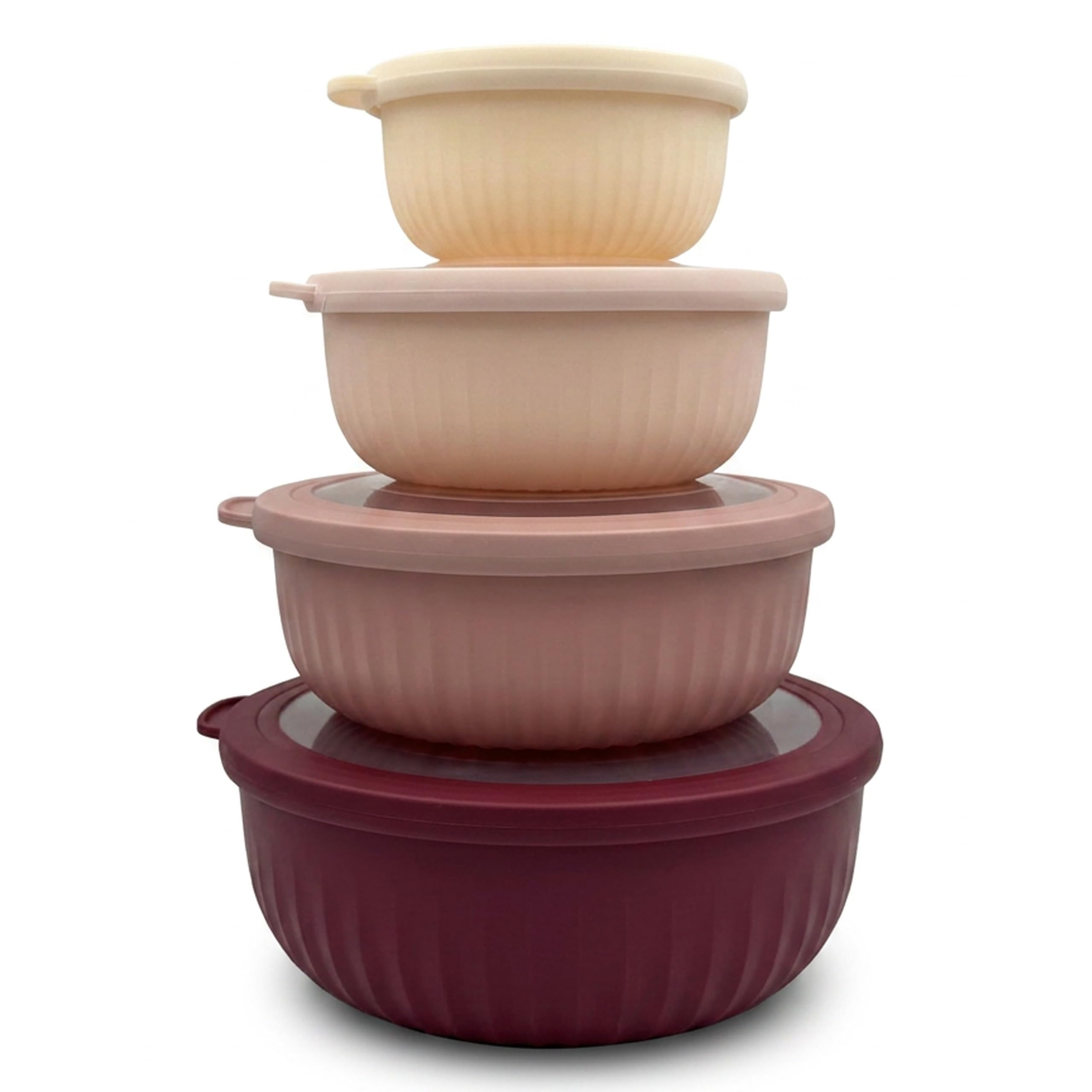 Gemplus Pink Gem+ | Food Storage Containers Set Of 4 With Lids, Airtight Kitchen Storage Bowls, Plastic Food Containers For Meal Prep, Leftovers, Stackable Nesting Food Storage Set (Pink)