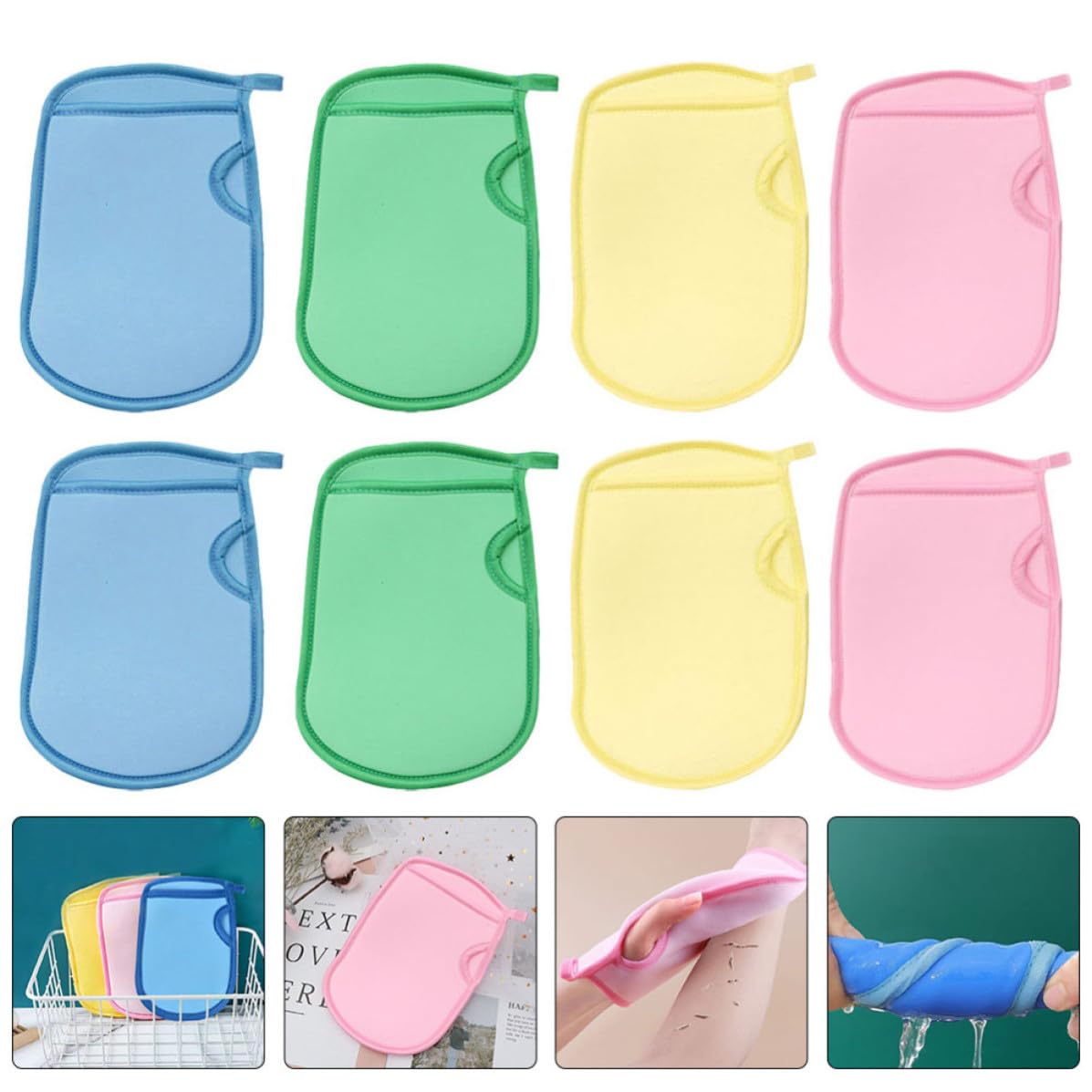 8pcs Pva Shower Gloves and Babies, Portable Bath Mitts with Delicate Massage Function, for Weekend Hotel Stays and Camping Trips, Soft Exfoliating Shower Mitts for Gentle Skin