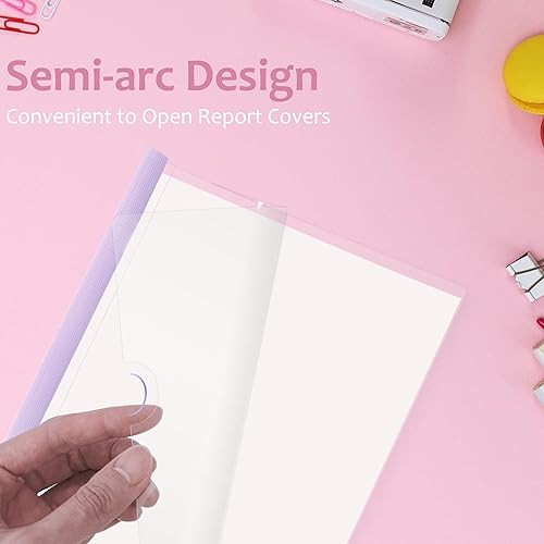 Miniatura 6 de Yuetshuni Paquete de 10 portadas transparentes para informes con barras deslizantes, carpetas de presentación tamaño carta, capacidad de 120 hojas,
