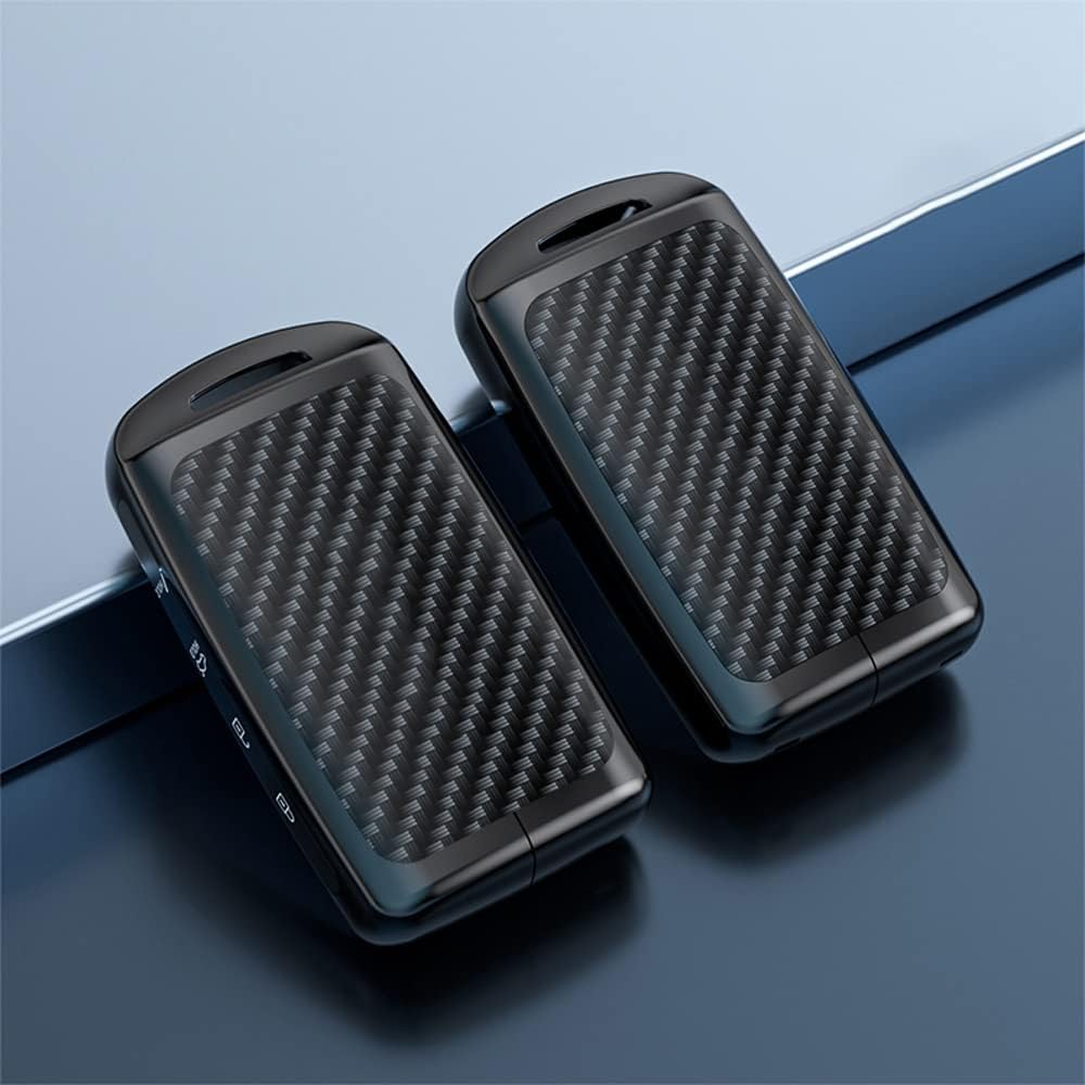SANRILY ABS+Zinc Alloy 3/4 Button Smart Key Fob Cover for Mazda 3 for Mazda 3 Hatchback 2020-2022 CX-5 CX-30 CX-10 Accessories Keyless Key Fob Case with Keychain Carbon Fiber Pattern