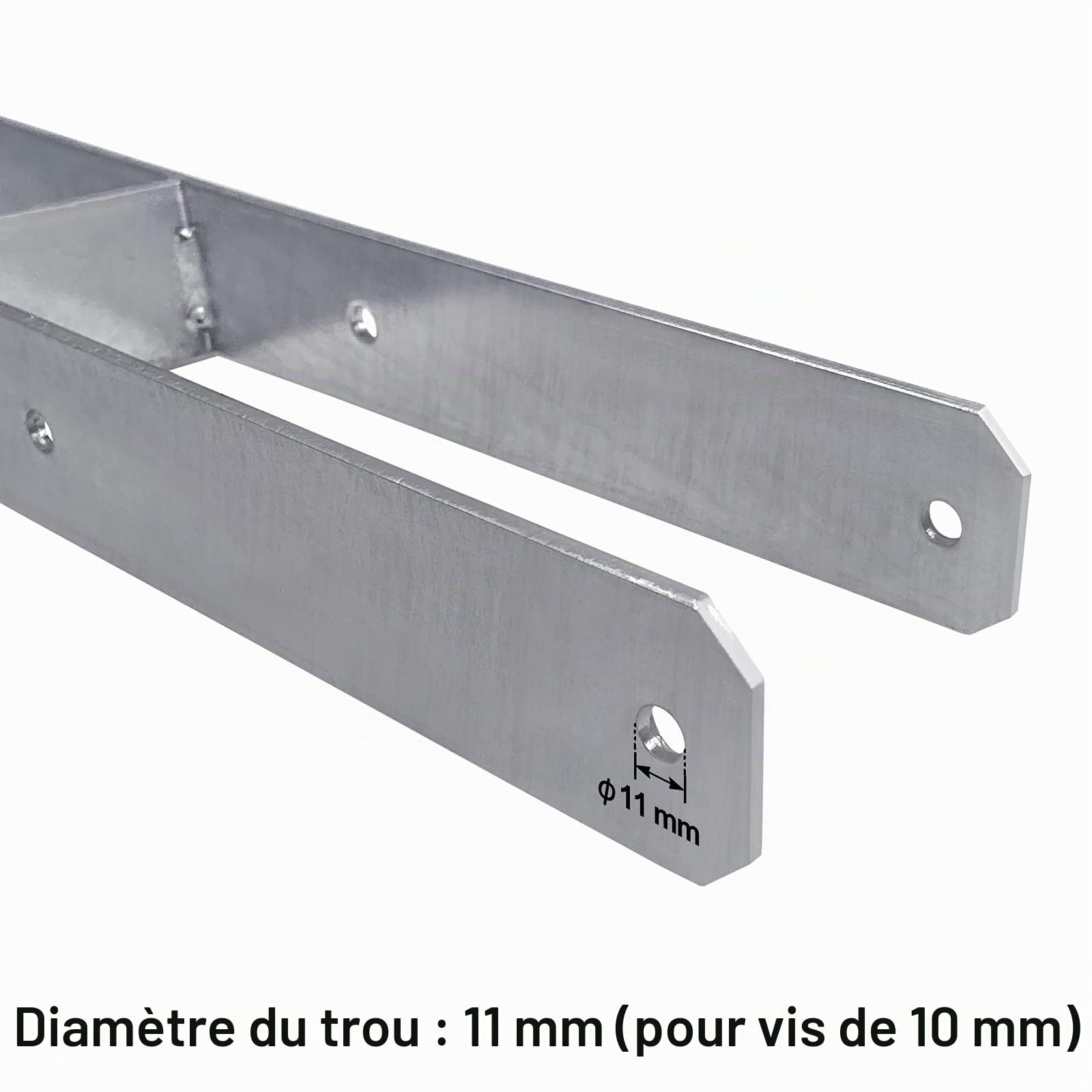 ACXIN Lot de 4 supports de poteau en H - Ancrage en H en acier inoxydable avec revêtement pour installations fixes en plein air - 91 x 600 mm - Épaisseur du matériau : 5 mm