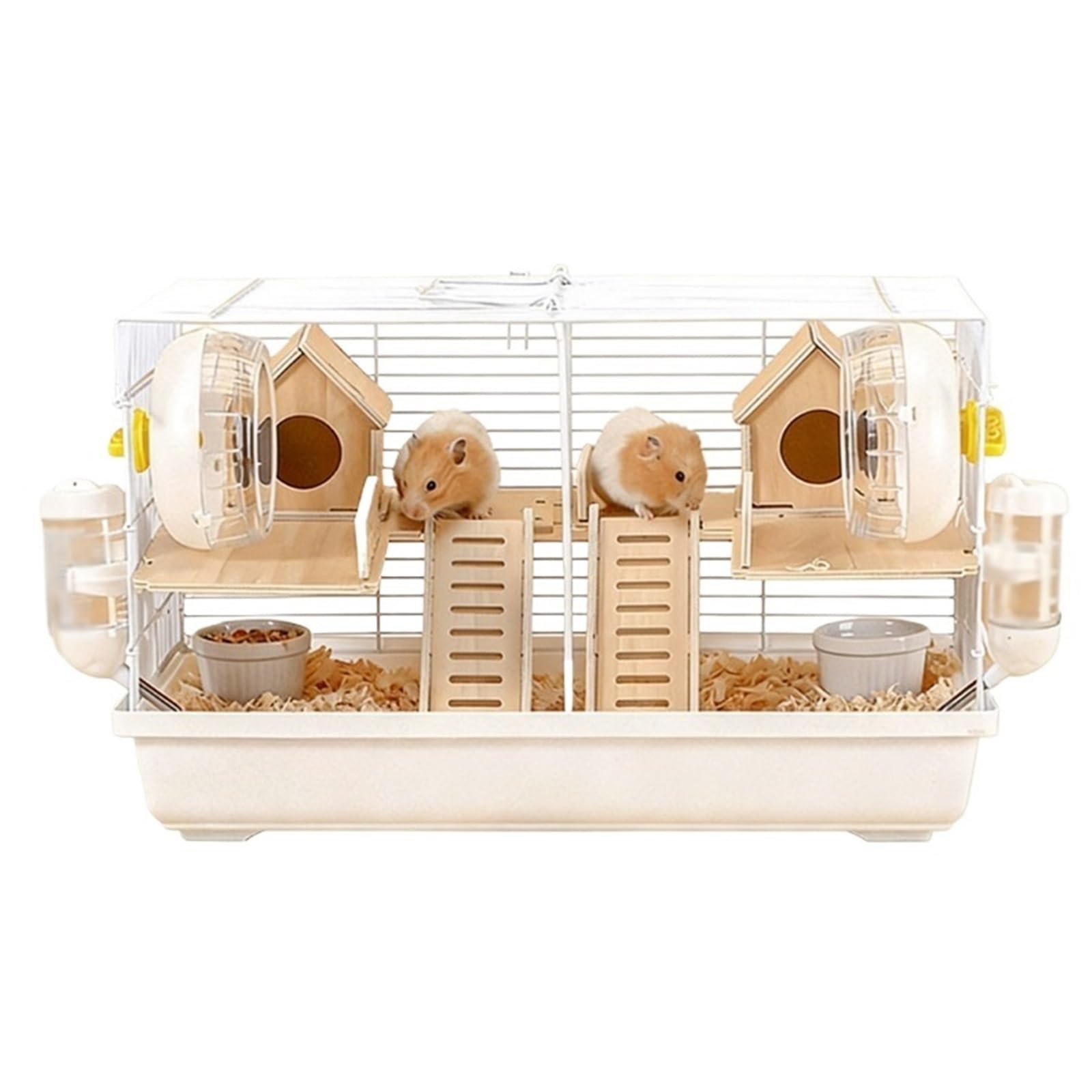 Jaulas para Animales Habitación Doble Fácil de Limpiar con Asas for un cómodo Movimiento(Blanco)