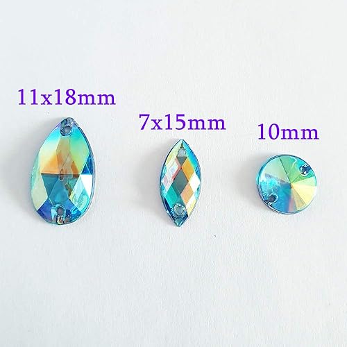 Miniatura 8 de 150 piezas de diamantes de imitación acrílicos con parte trasera plana, diseño de ojo de caballo, forma redonda, mezcla de colores AB (amarillo)