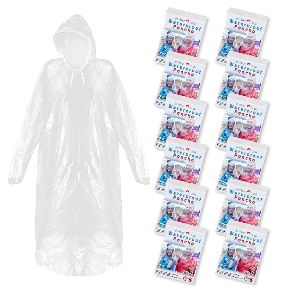 Confezione Da 6 Poncho Antipioggia Usa E Getta Per Adulti, Trasparenti, In PE, Leggeri 43g, Con Cappuccio, Per Viaggi Ed Emergenze