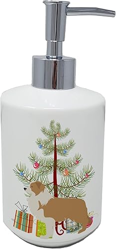 Caroline's Treasures BB2940SOAP - Dispensador de jabón de cerámica con diseño de árbol de Navidad, botella dispensadora de jabón de manos para baño