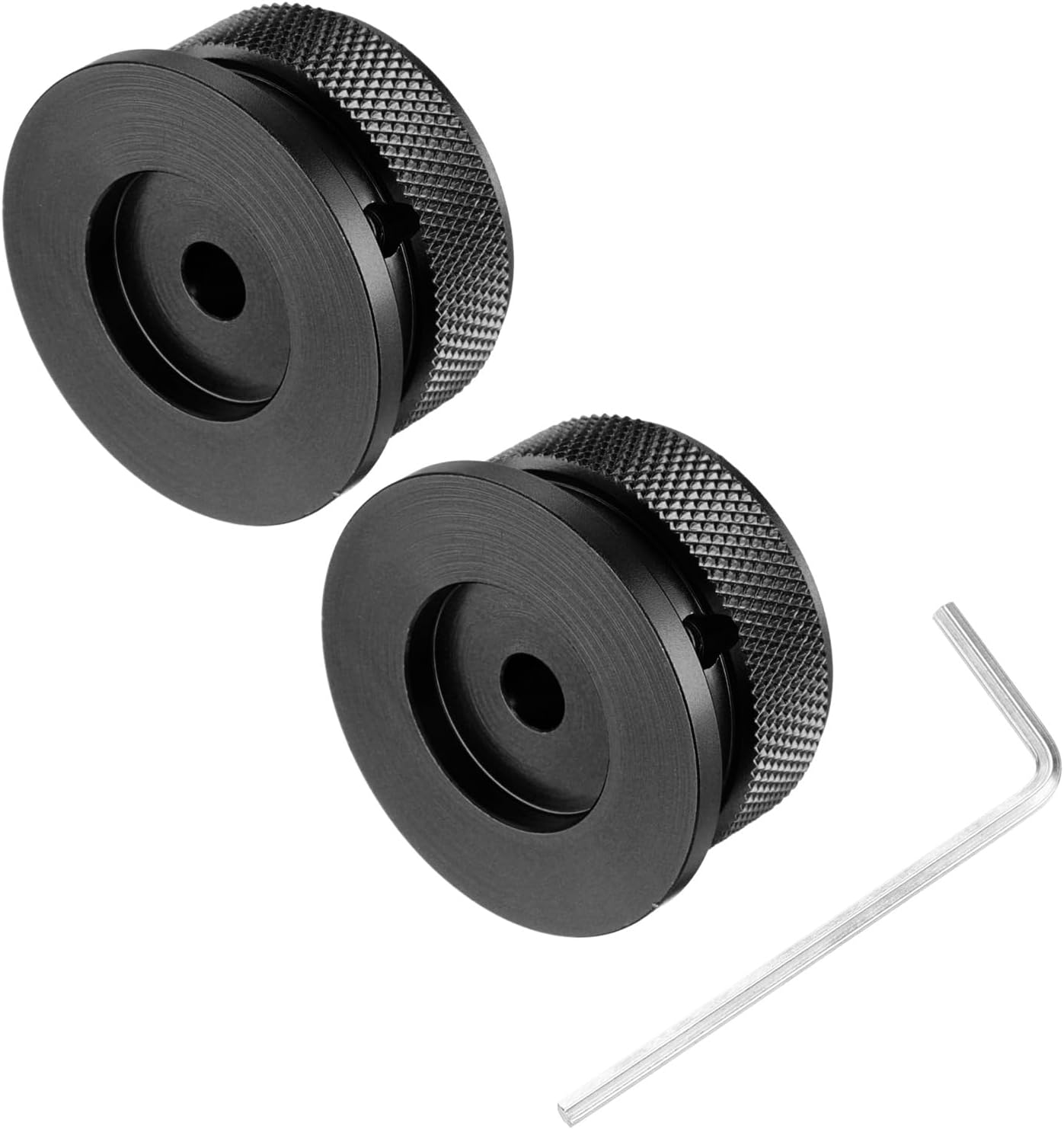 MECCANIXITY 2PCS Aluminium Potentiometer Knobs 1/4"x1.5", Universal Top Hat Knobs Volume Tone Control Knob with Set Screw for Guitar Bass, Black