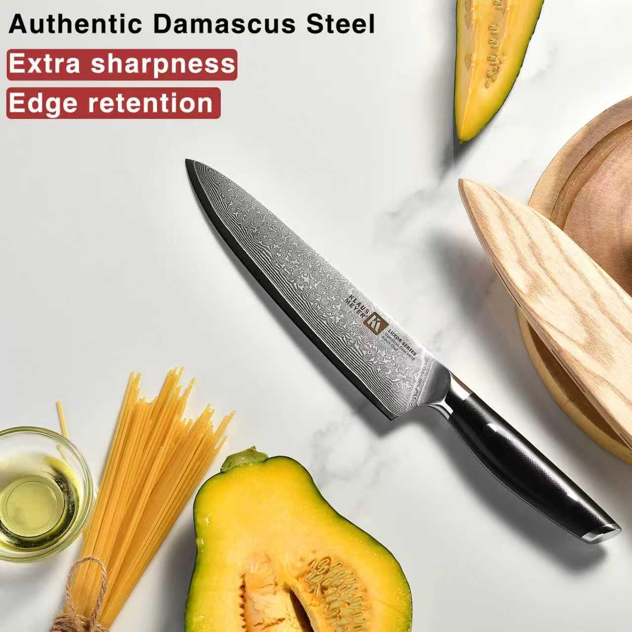 Amazon.com: Klaus Meyer Luxor 8 Inch Chef Knife, Damascus Kitchen