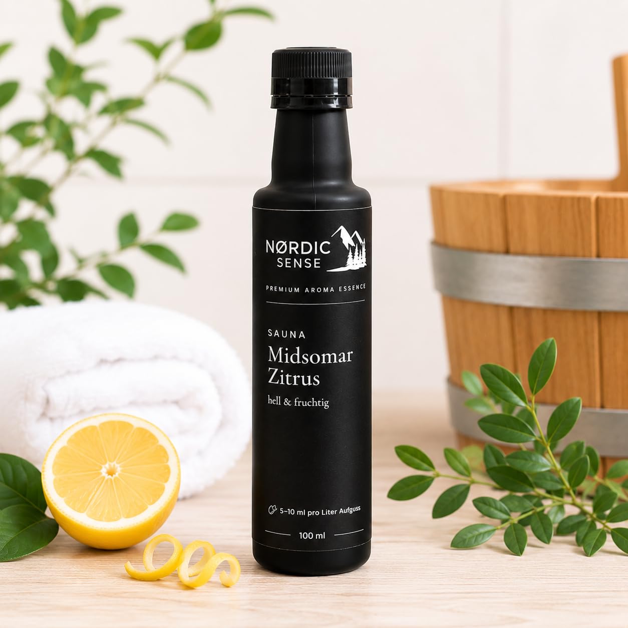 Saunaaufguss Geschenkset von Nordic Sense® Saunaaufguss Set Bio 4x100ml Sauna Aufguss + Mentholkristalle + Saunaei