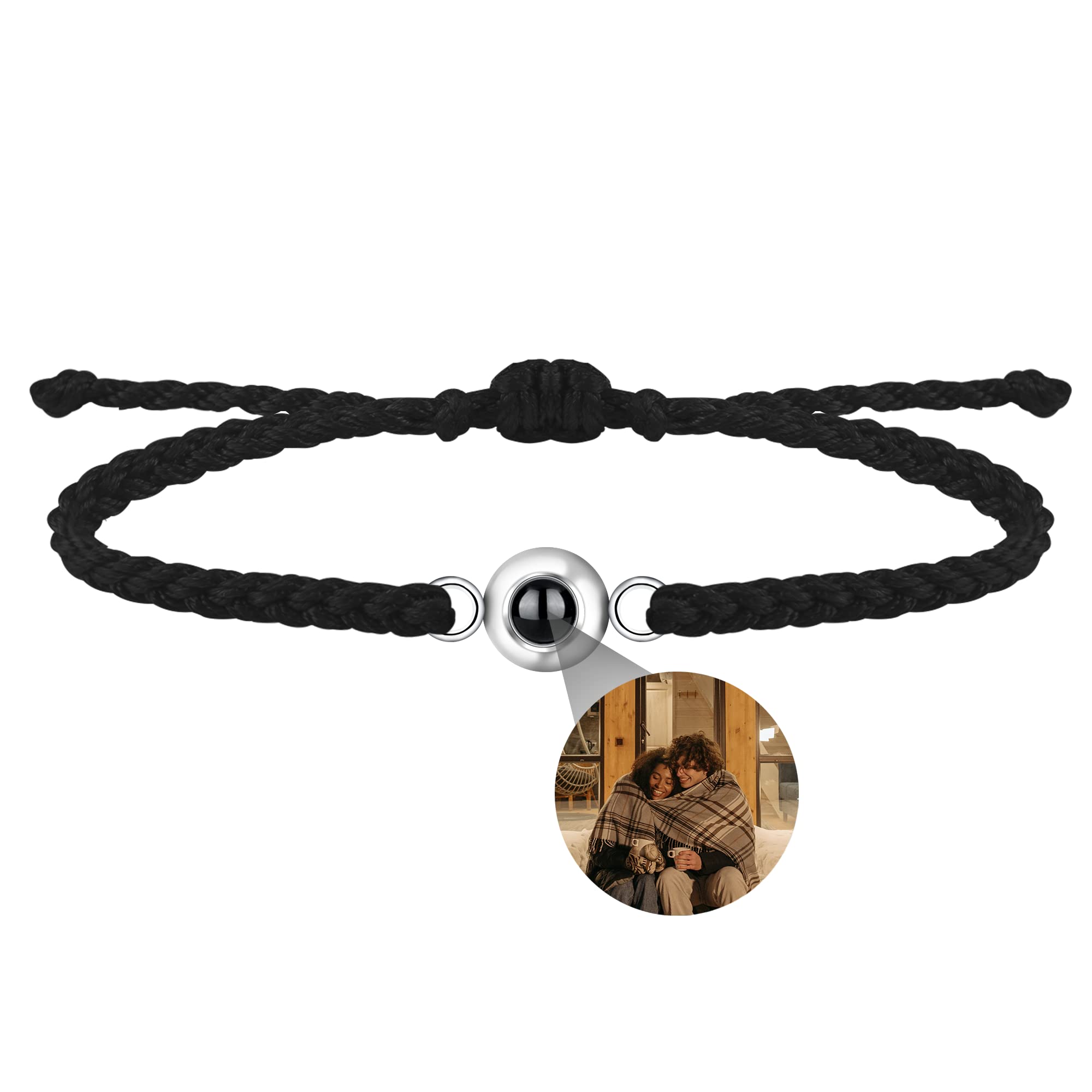 XXTONE Pulsera Personalizada con Foto en el Interior Pulsera de Proyección de Foto Pulsera de Imagen Ajustable Joyería Regalo para Mujeres Hombres