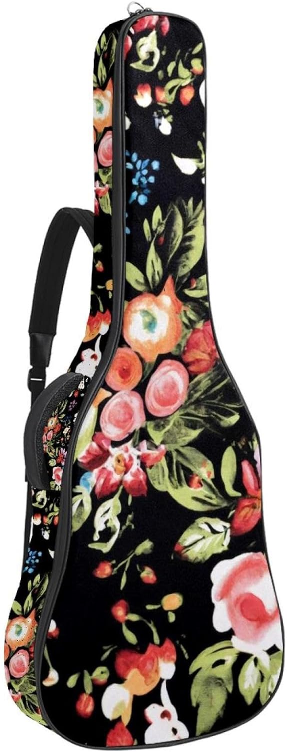 40 41 42 Inch Guitar Bags, Waterproof Padded Acoustic Guitar Case Backpack with Adjustable Shoulder Strap & Pockets, Cute Colorful Floral