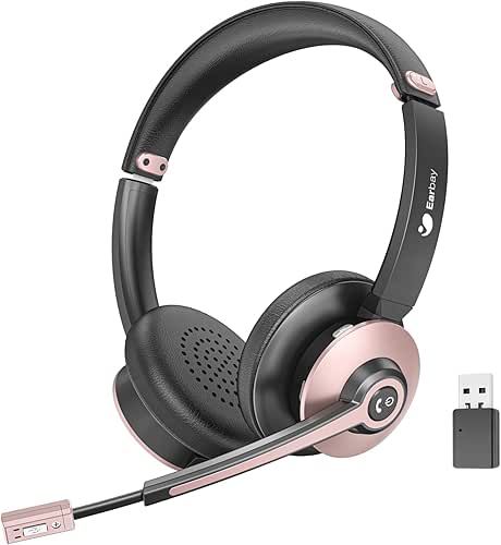 Wireless Headset with Mic for Work, Bluetooth Headphones with Microphone