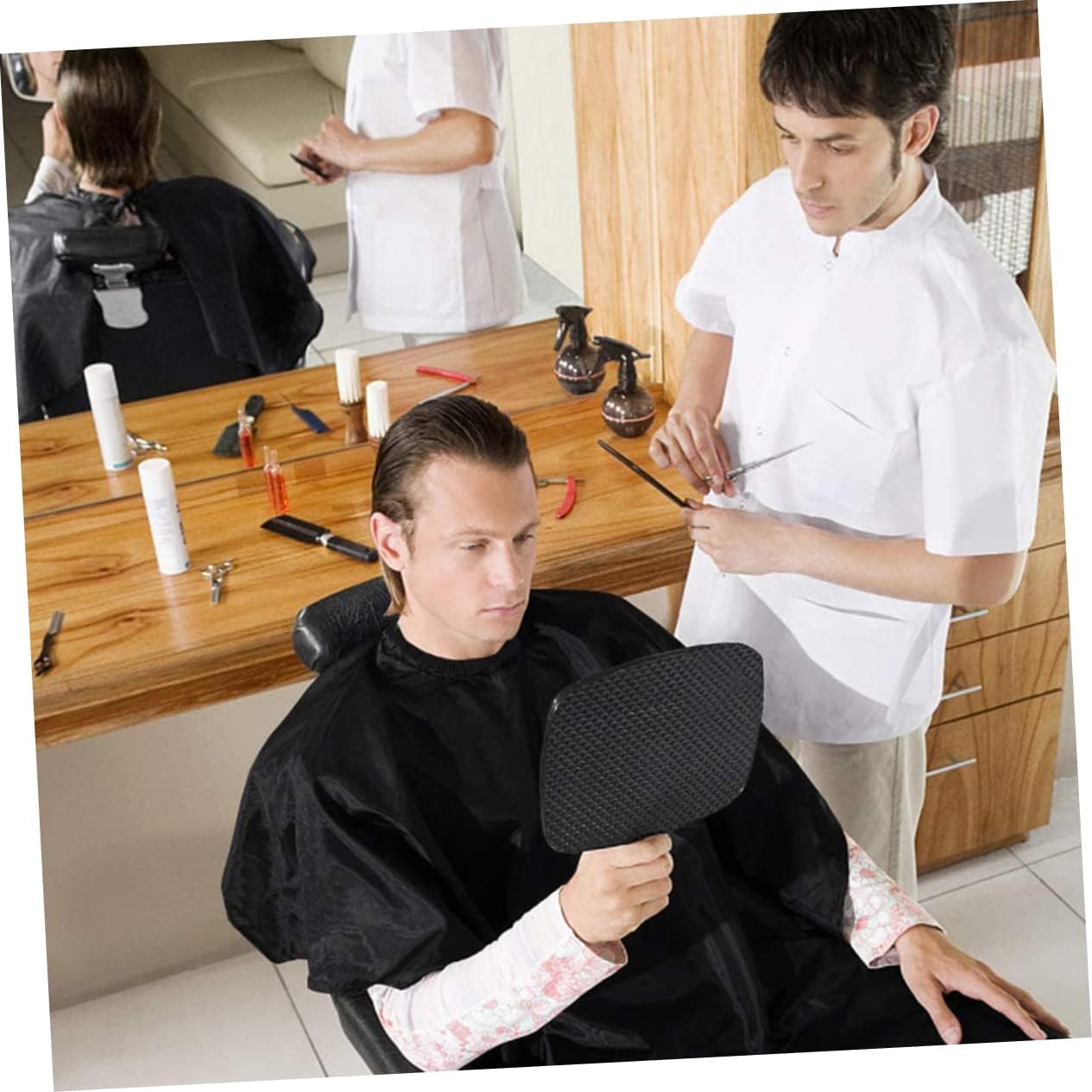 NOLITOY Hair Cutting Supplies Barber Cape Snaps Neck Strips and Duster Brush Professional Stylist Tools Includes Cutting Capes