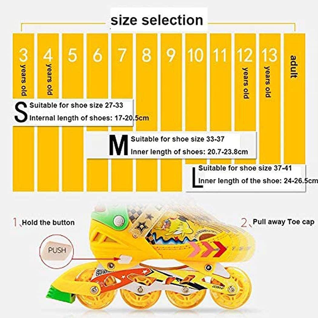 Children Inline Roller Skates Full Set Kids Boys and Girls Adjustable Inline Skates Upgrade Flash Beginners Toe Adults Men and Women Roller Blade PU