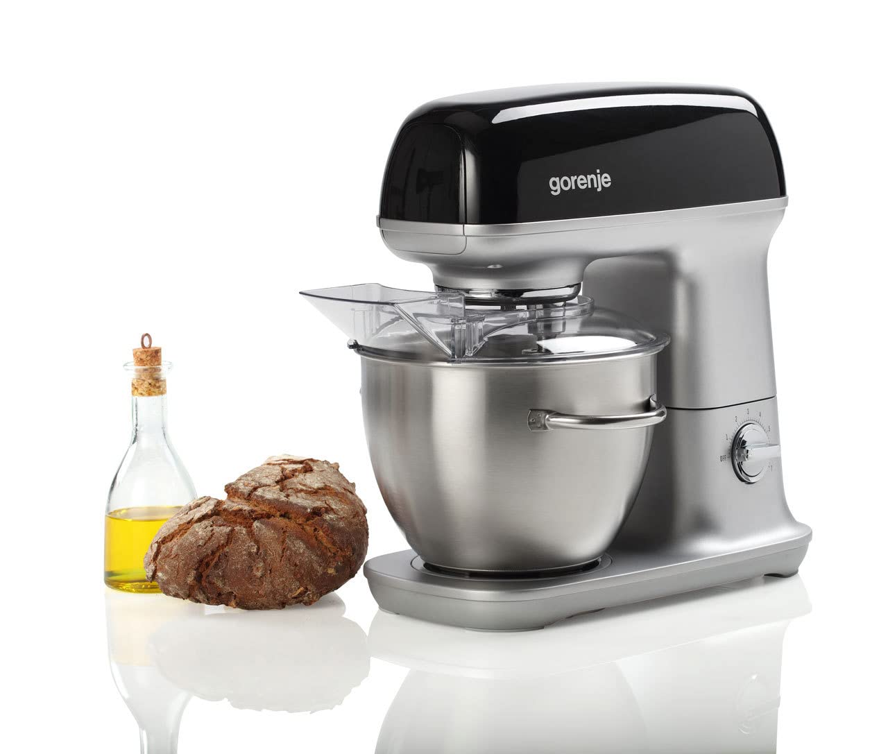 Gorenje MMC 1000 RLBK robot kuchenny z 7 stopniami prędkości, silnik AC, miksowanie 3D, SuperSilent/EasyClean, ochrona przed przegrzaniem, regulacja prędkości obrotowej, 4,5 l/1000 W/37,2 cm, czarny