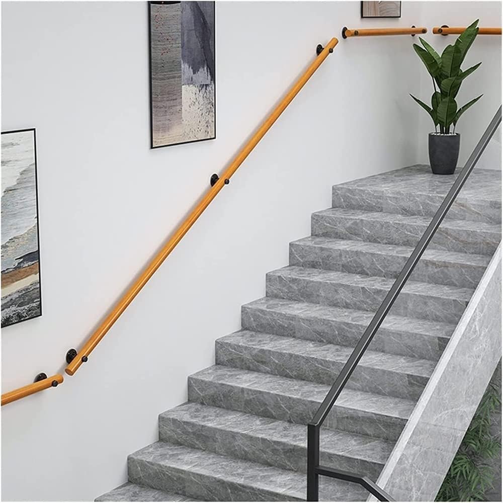 Rampe d'escalier en bois noble de 200cm avec supports design de couleur noire