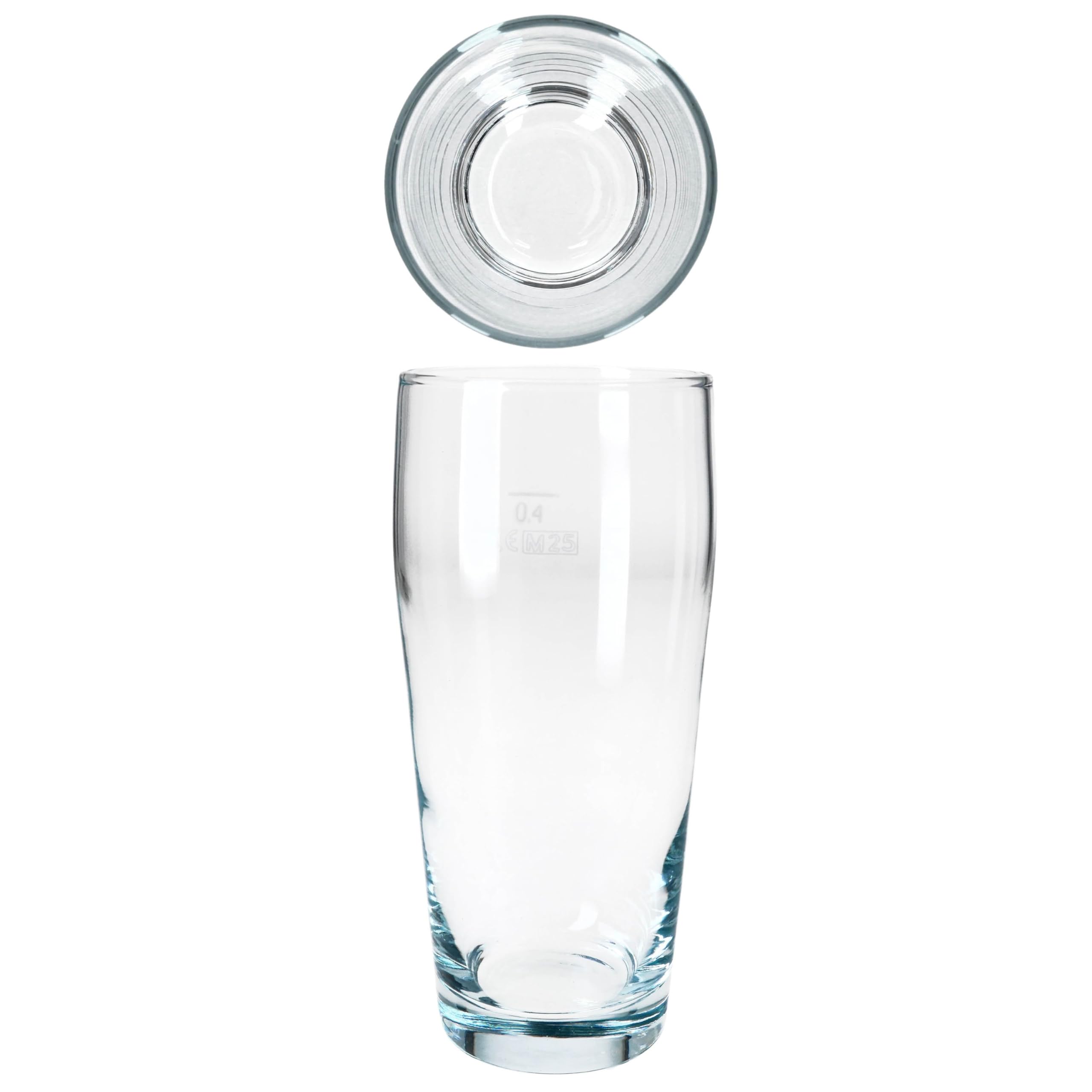 MamboCat Set di 48 bicchieri da birra da 0,4 l, calibrato, in vetro trasparente con scala graduata, bicchieri per birra, acqua, cocktail e bevande analcoliche, ideali per gastronomia, bar e ristoranti