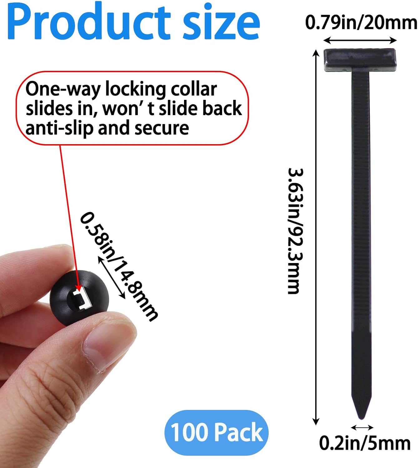 100 Pcs Upgraded Nylon Universal Cable Tie Buckle, Heavy Duty Self-Locking Rivet Zip Ties, Multifunctional Cable Tie Buckle for Car Daily Repair, Garden, Home, Office,Workshop