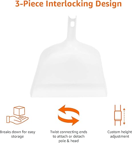 Miniatura 3 de Amazon Basics Juego de escoba recogedor con fácil montaje y mango largo, azul y blanco