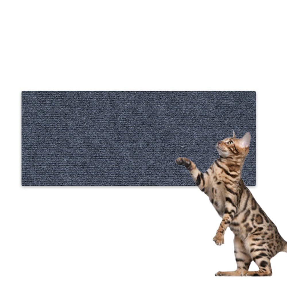 Hearda Cat Scratch Mat, Self Adhesive Cat Scratching Mats, Abrasion Resistant Polyester Scratcher, Protects Furniture & Sofa, Couch Carpets Rug (Dark Grey,30x100cm)