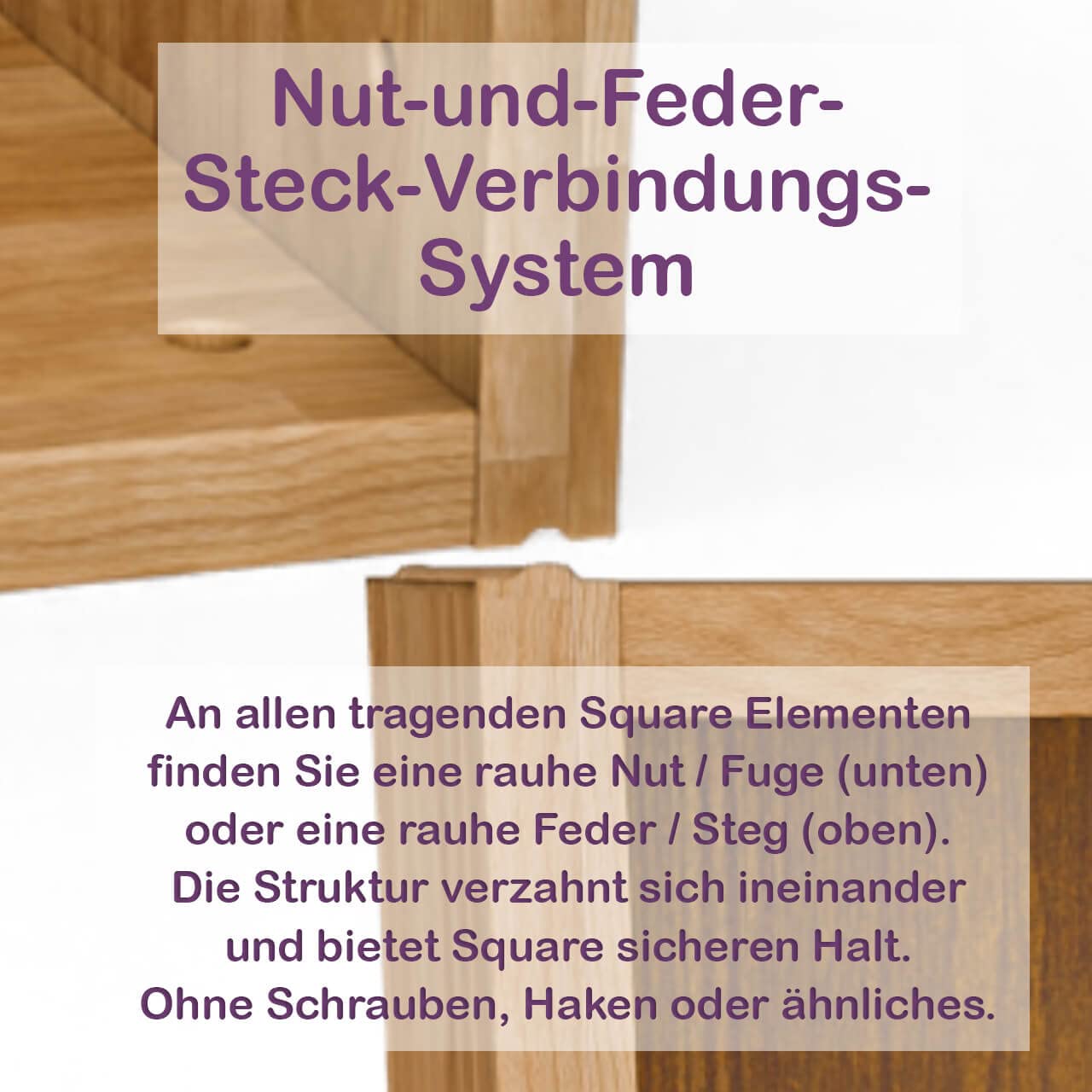 Square Massivholz 3er Abdeckplatte | für 3X Cube 40 cm in Eiche - Anschlag Links + Rechts | Zubehör für individuelles Flexibles Würfelregal | Erweiterungen für Regalsystem