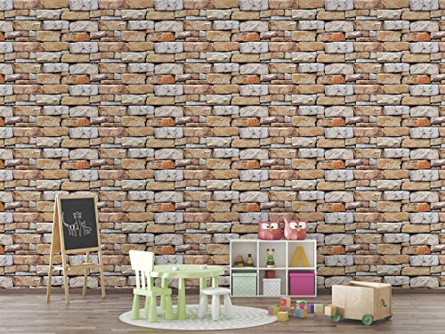 Image of DWELLSINDIA 3D Bricks Self Adhesive Wallpaper, Waterproof, Scratch Resistant, Laminated (41cm x 244cm, Multicolour)
