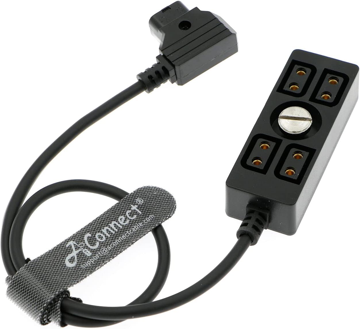 D-Tap Male to 4 D-Tap Female Splitter Hub Power Cable for V-Mount Camera Battery, Monitor, Black, 40CM/15.74Inches