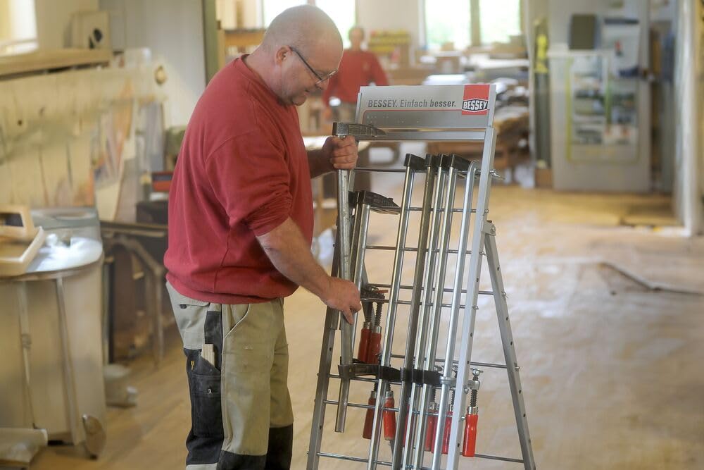 Bessey Zwingenwagen, Unbestückt ZW1, Stabile Metallkonstruktion Auf Rollen, Hält Bis Zu 90 Zwingen, Gewicht 15 Kg